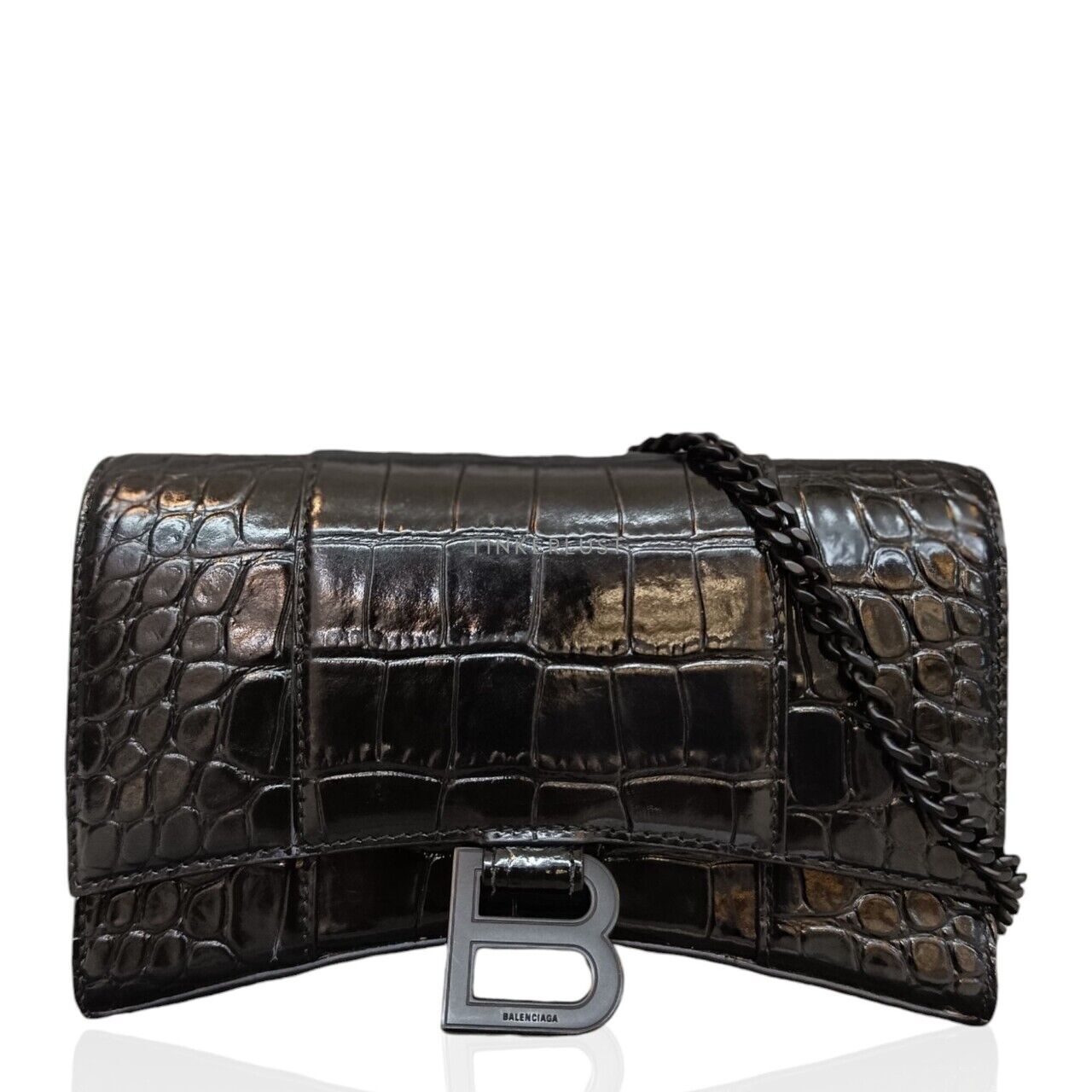 ●送料込●BALENCIAGA●HOURGLASS SLING バッグ tas sling-bag Balenciaga Hourglass WOC All Black Croco